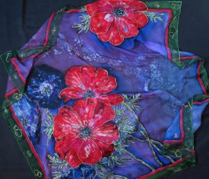 Red flowers in blue